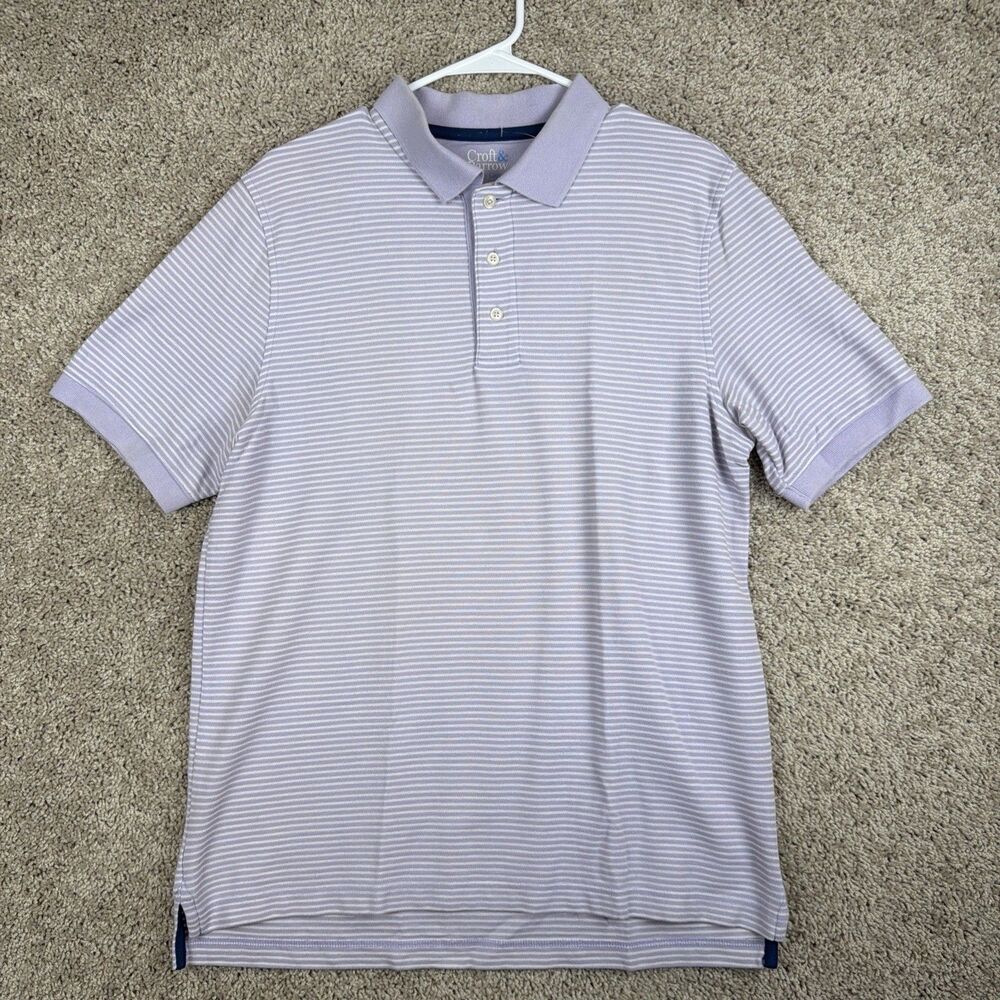 Croft & Barrow Easy Care Lavender Stripe Polo Size Med